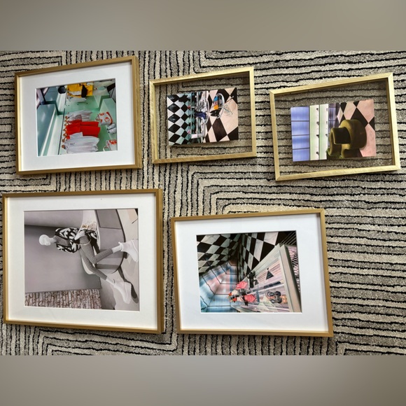 Set of 5 Artsy wall art one 11 x 14, two 8 1/2 x 10 framed art - Picture 1 of 8